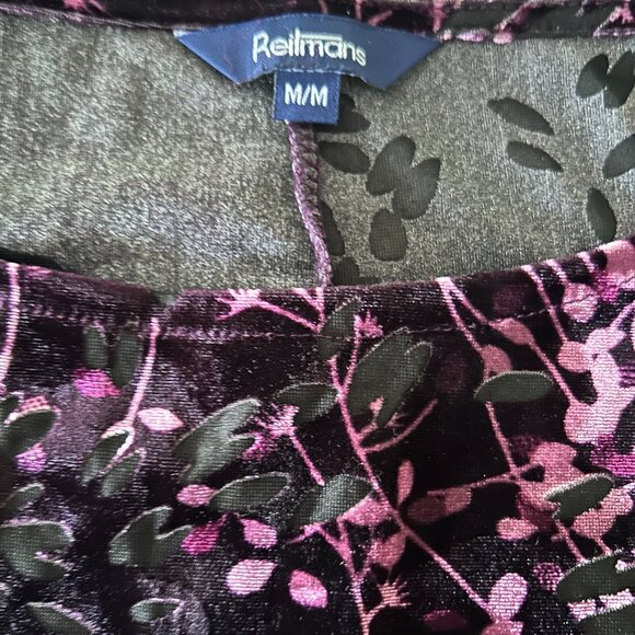 Reitman’s Purple Velvet Burnout Floral Top Fairy Whimsigoth Cap Sleeve Sz M - Picture 4 of 7